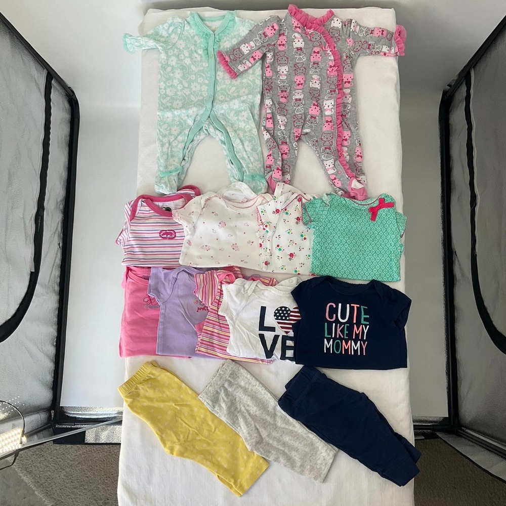 Lot of 14 Baby Girls Onesies Long Sleeves Short Sleeves Pants Cute Newborn 3-6M